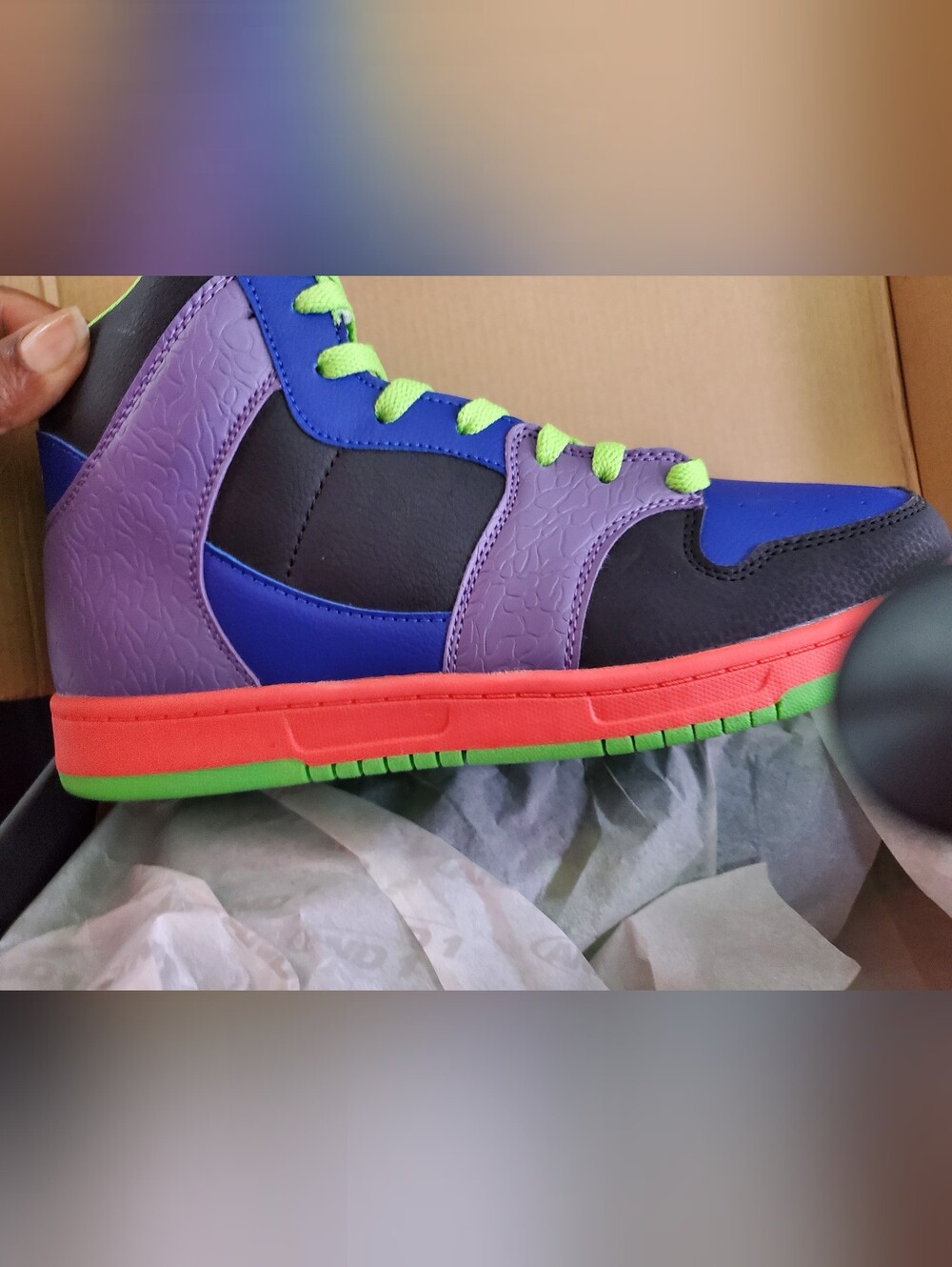 And1 High-Top Sneakers in Purple, Blue, Black, Neon Green & Red